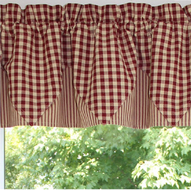 Heritage House Check Barn Red Barn Red - Nutmeg Valance VP100017 - The Fox Decor
